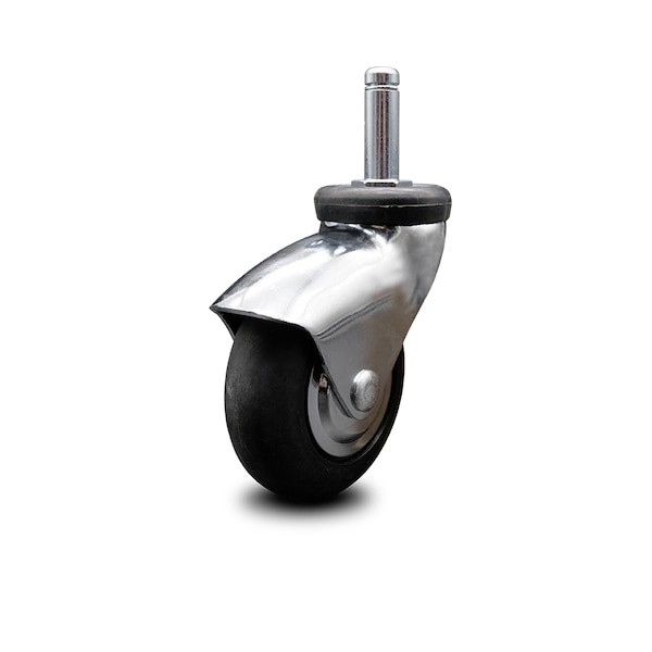 Service Caster 3 Inch Bright Chrome Hooded Neoprene Rubber 3/8 Inch Grip Ring Stem Caster SCC SCC-GR03S310-NPRB-BC-716138 - main